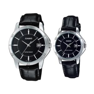 Casio MTP LTP V004L 1A Black Leather Band Couple Watch Gulf Click